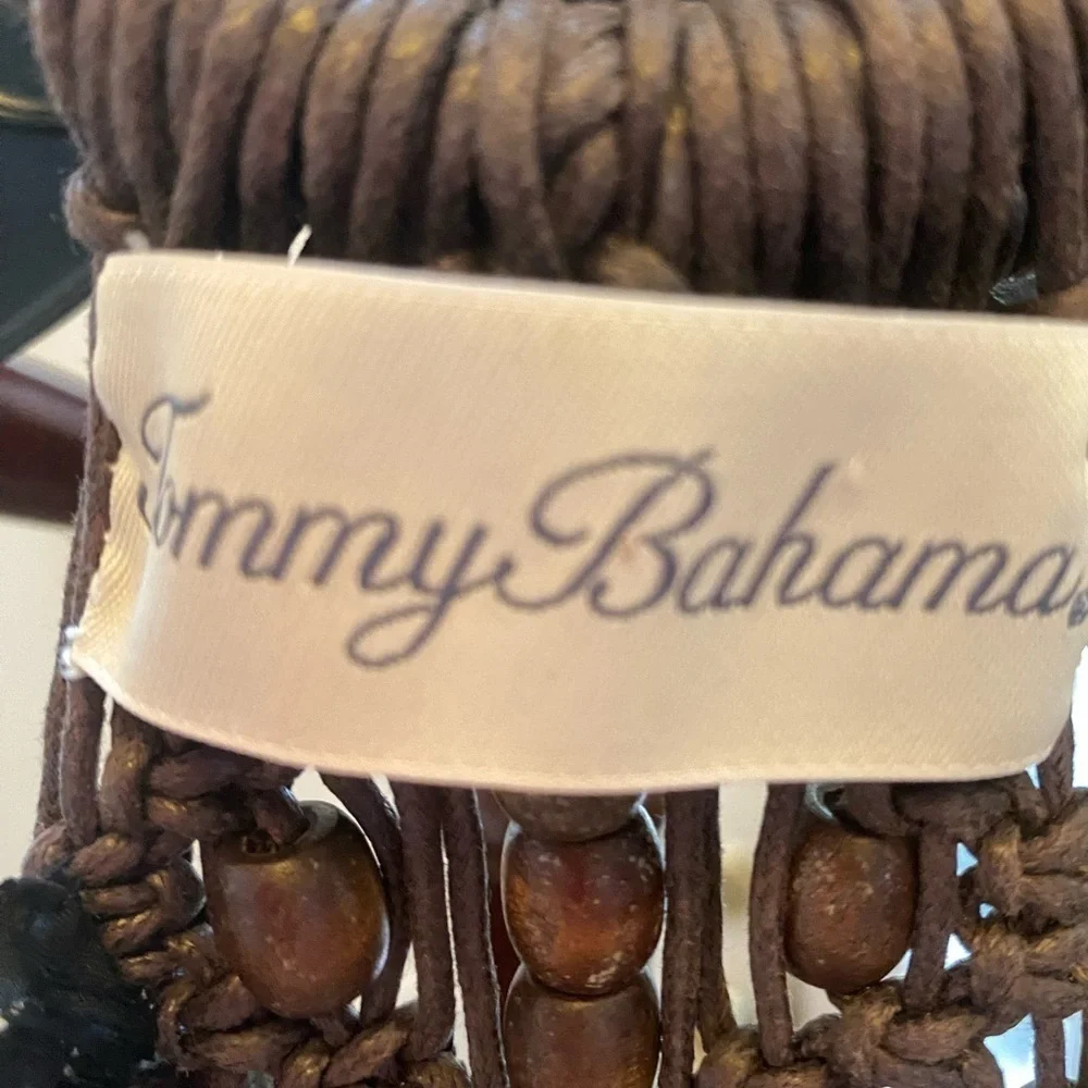 NWOT TOMMY VAHAM BROWN WOVEN BEADED AND LEATHER BELT - Picture 4 of 7